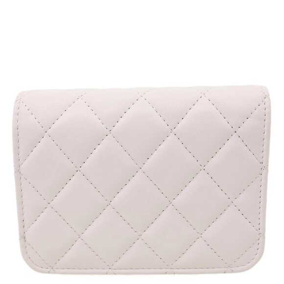 Chanel  Pearl Crush Flap Quilted Lambskin Leather Clutch With Chain White - Picture 5 of 13